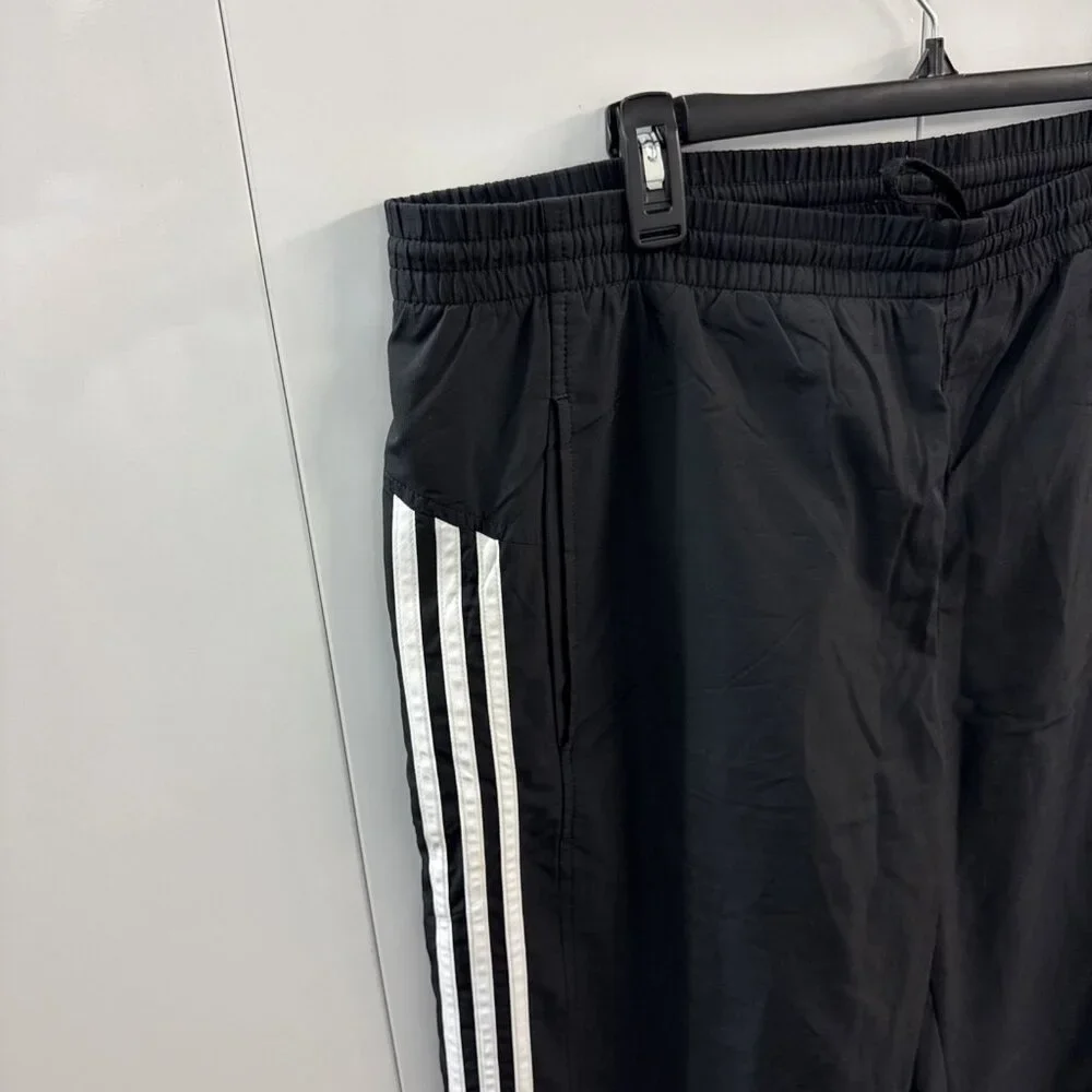Men’s L Adidas 2006 Track Pants Drawstring Black‎ White 3 Stripe (D22)